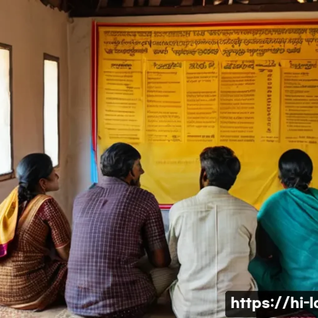노무사와 근로자 보호 역할 - A diverse group of Hindi-speaking Indian laborers attentively attending a community seminar in a mod...