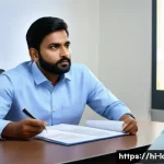 노무사 업무 사례 모음 - A professional Indian mediator (naomusah) in an office setting, dressed in formal attire, attentivel...